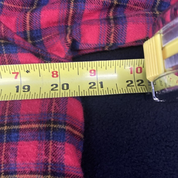 BDG Urban Outfitter Louie Red Plaid Flannel Shirt Layered Lace Ruffled Detail SP - Picture 12 of 14